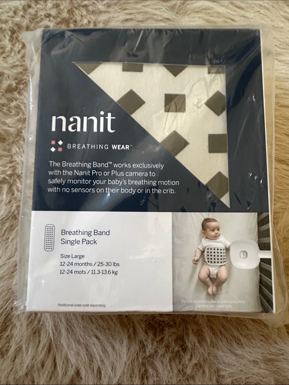 Nanit Breathing Wear Breathing Band - Large, White with Gray Pattern
